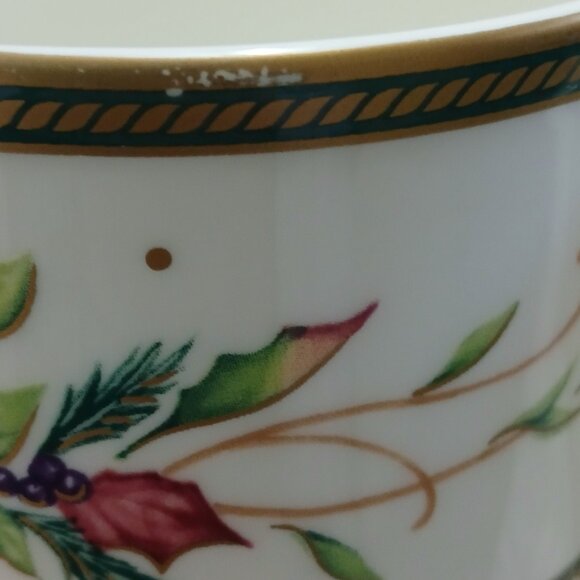 Fitz & Floyd Winter Holiday Porcelain Mug-Holly Berries-1999 - Picture 7 of 7